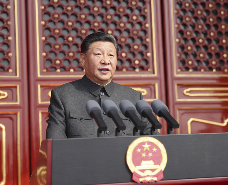 10月1日上午，慶祝中華人民共和國成立70周年大會在北京天安門廣場隆重舉行。中共中央總書記、國家主席、中央軍委主席習(xí)近平發(fā)表重要講話。